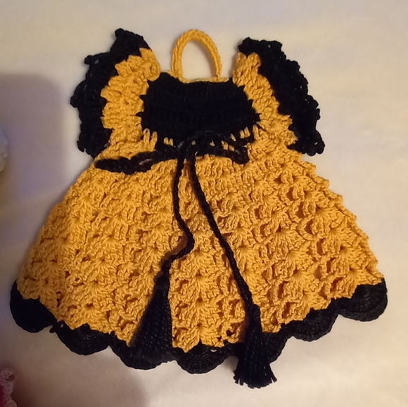 Kitchen 1950s Crochet Hot Mats Panties Bloomers Dress Basket vintage 5 pcs - Picture 2 of 10